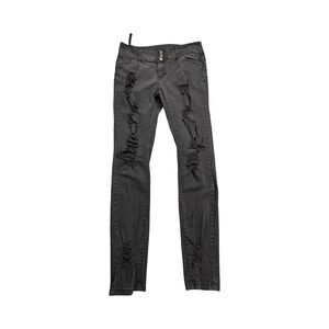Ella Jeans Skinny Jeans Womens 9 Black Distressed Low Rise Ripped Denim Edgy